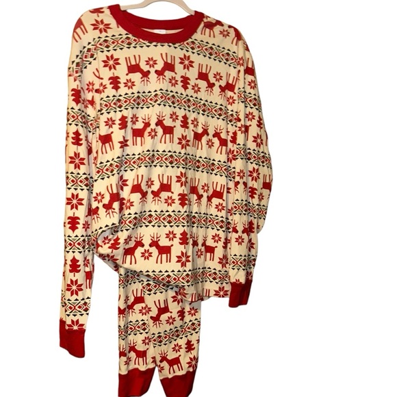Hanna Andersson Red Christmas Pajama Set Fair Isle Deer Adult Unisex  XXL family - Picture 1 of 5